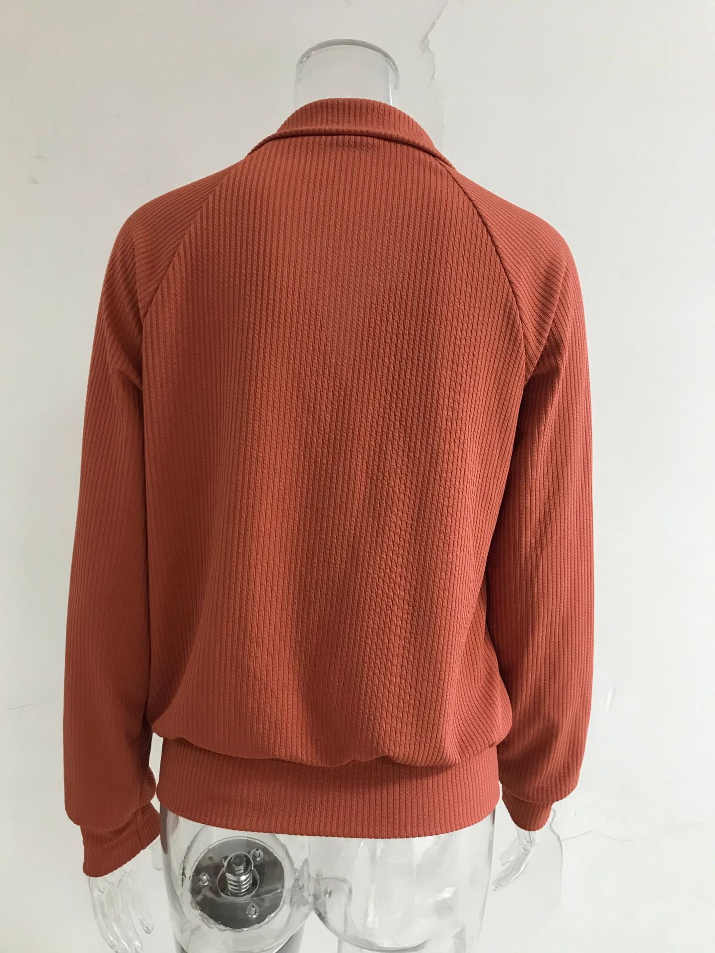 Oversized Ribbed Zip Up Collared Cardigan