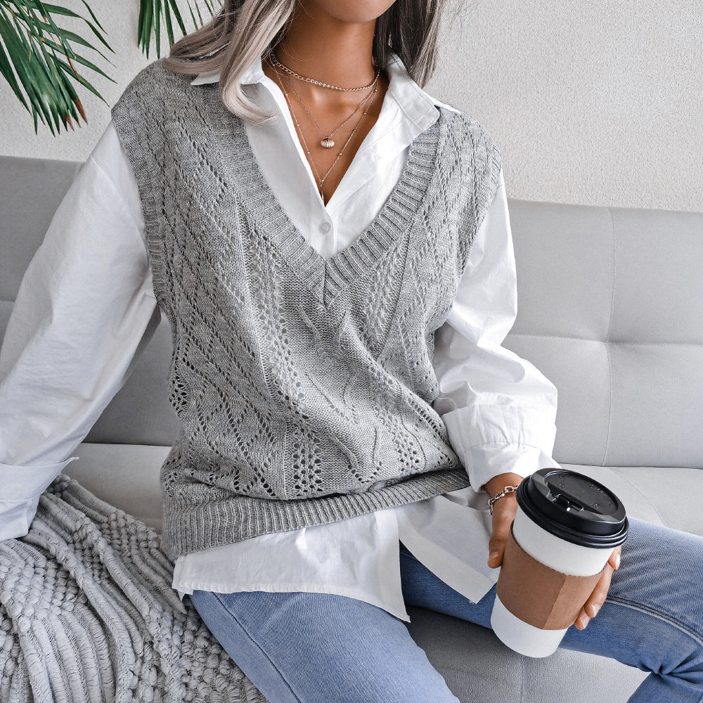 Knit Sweater Vest Women | V Neck Cable Knit Pullover