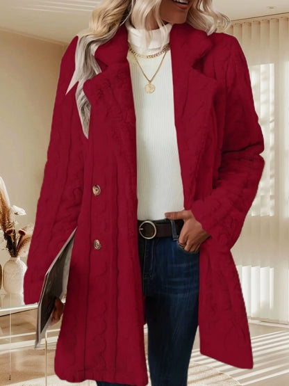 Women's Double Breasted Wool Blend Mid-Length Coat