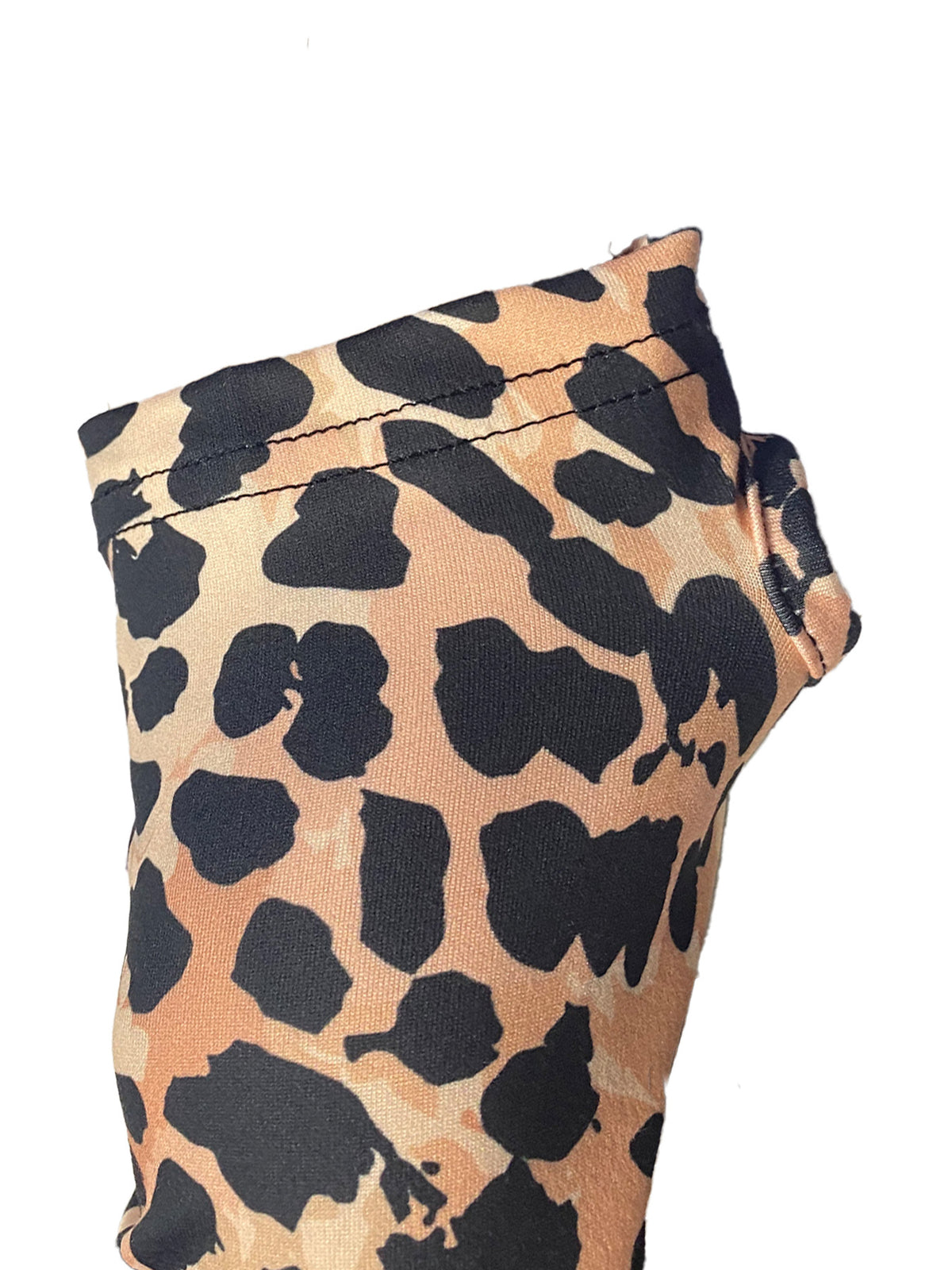 Women's Leopard Zip Front Bodysuit Long Sleeve Thumb Hole