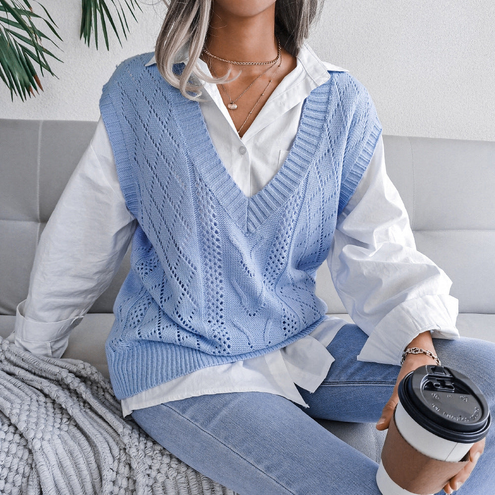 Knit Sweater Vest Women | V Neck Cable Knit Pullover