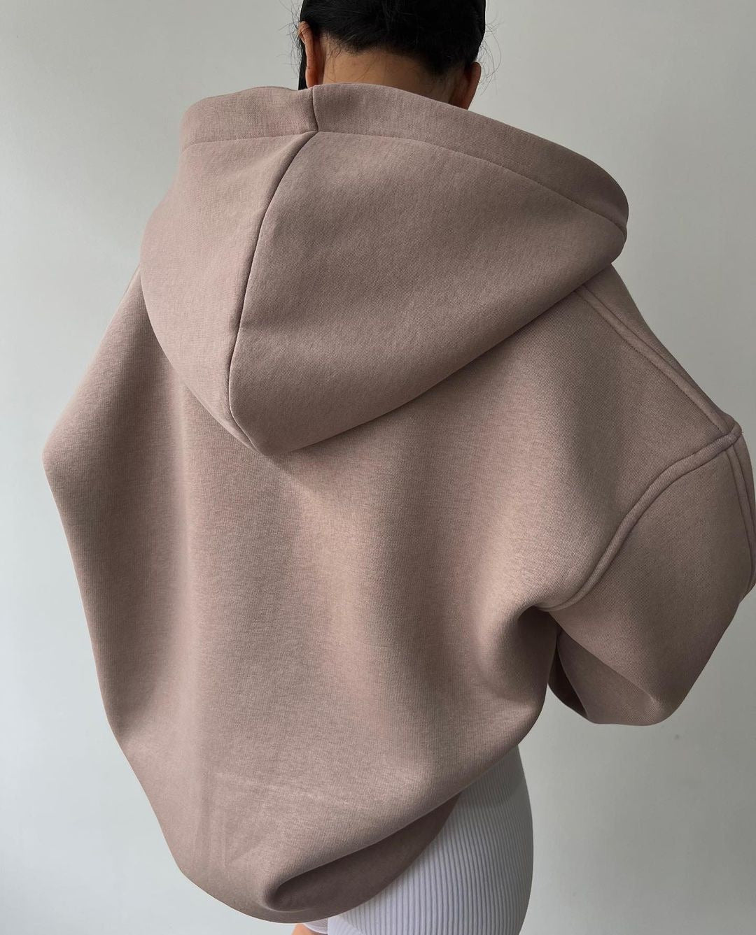 Women's Oversized Fleece V-Neck Hoodie Pullover