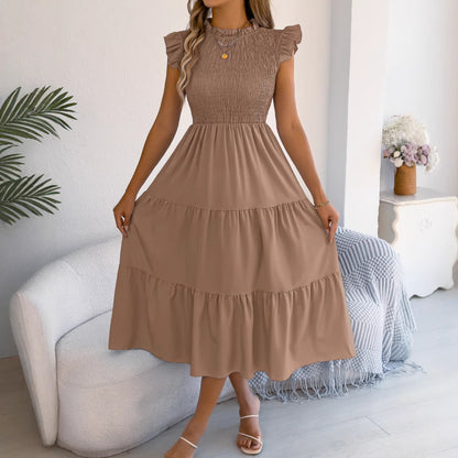 Smocked Ruffle Sleeve Tiered Maxi Dress