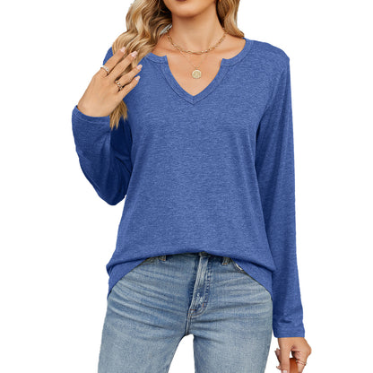 Women's Oversized V Neck Long Sleeve Tee Top