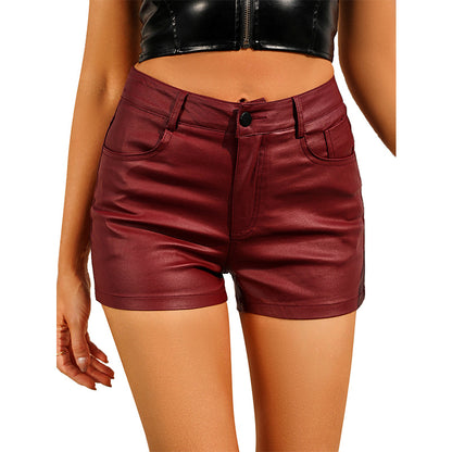 High-Waisted Faux Leather Pocket Shorts for Women - Stylish & Slim Fit