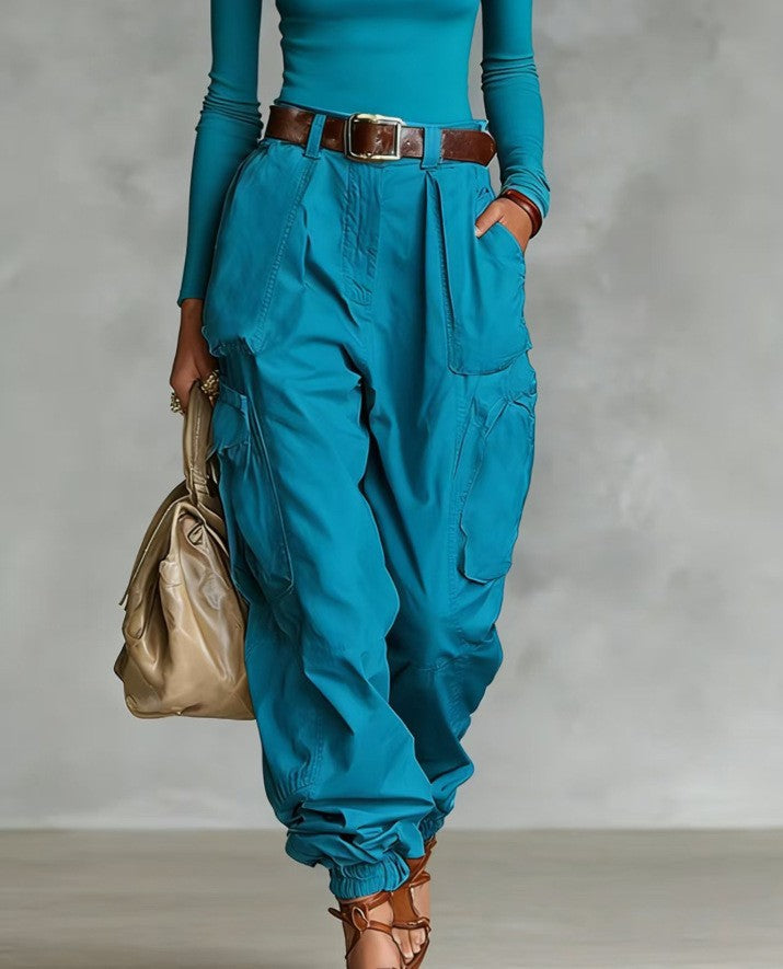 Women's Baggy Cargo Pants High Waisted Wide Leg Pockets