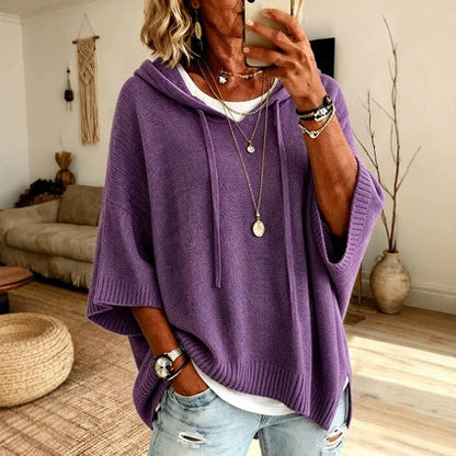 Oversized Knit Hoodie Sweater Women Loose Pullover