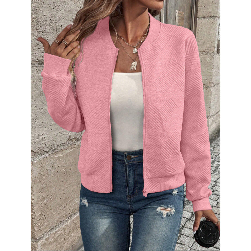 Women's Casual Quilted Zip Up Bomber Jacket