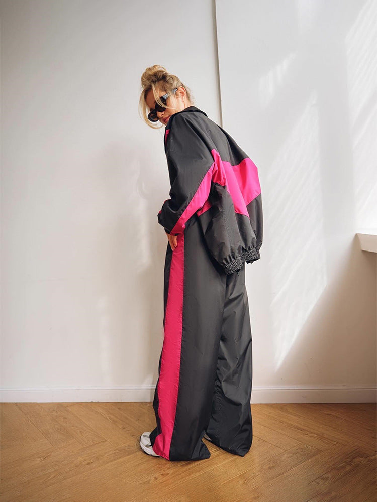 Women's Color Block Oversized Tracksuit Pants Set