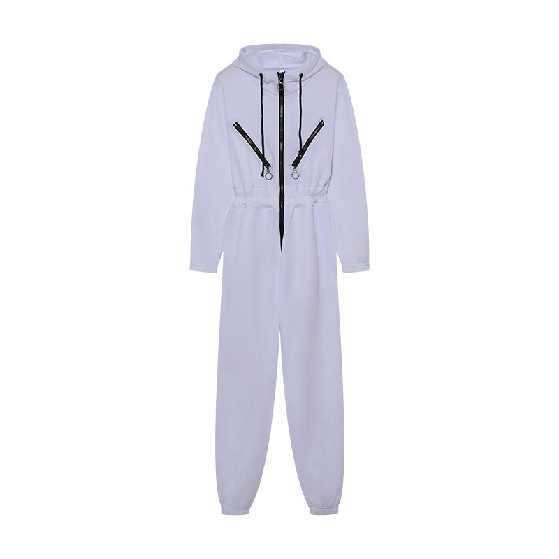 Women Hooded Zip Up Jumpsuit Long Sleeve Loungewear