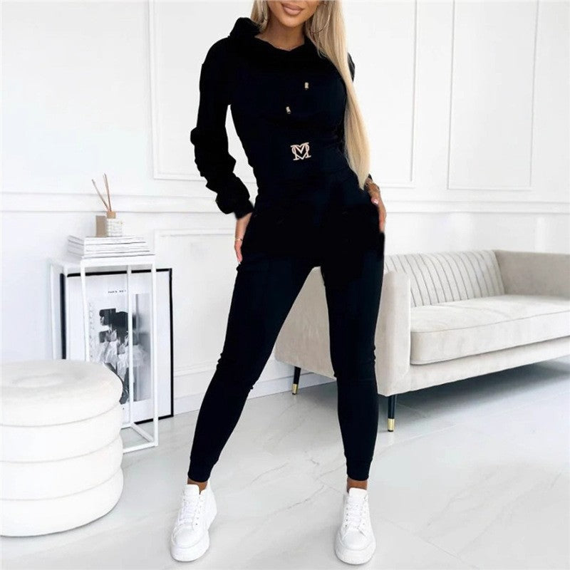 Women's Cinch Waist Hoodie Jogger 2pc Lounge Set