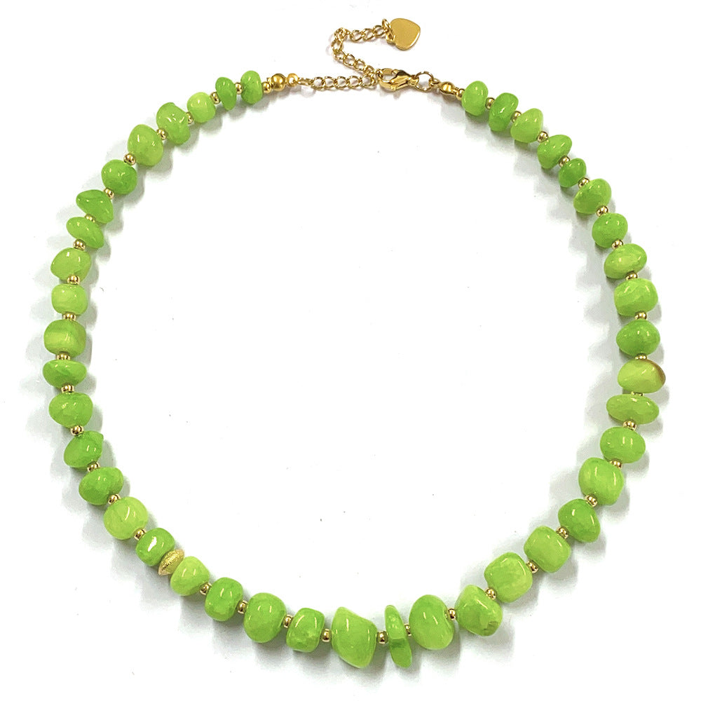 Boho Handmade Natural Stone Beaded Shell Necklace