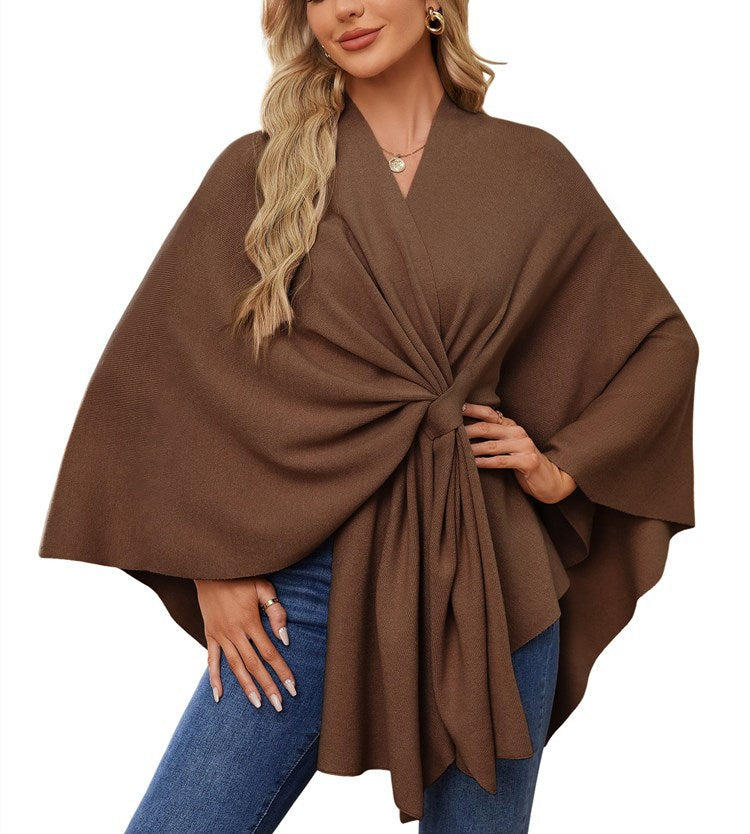 Women's Soft Batwing Cape Wrap Poncho Sweater
