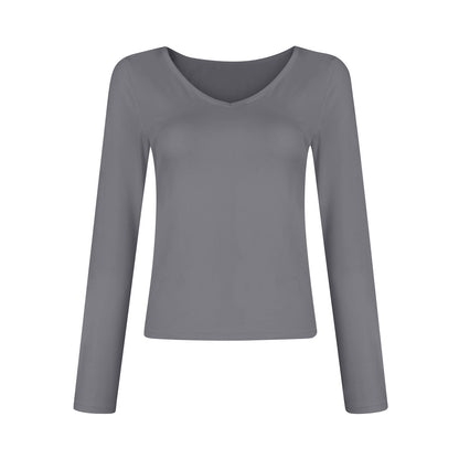 Women's V-Neck Long Sleeve Slim Fit Basic Top
