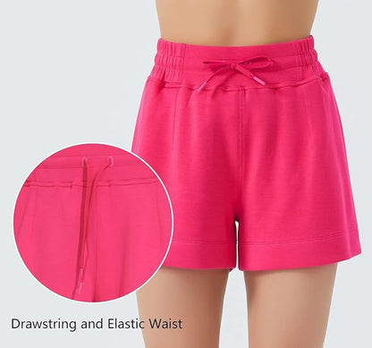 Women's High-Waisted Drawstring Sweat Shorts – Casual Lounge Shorts