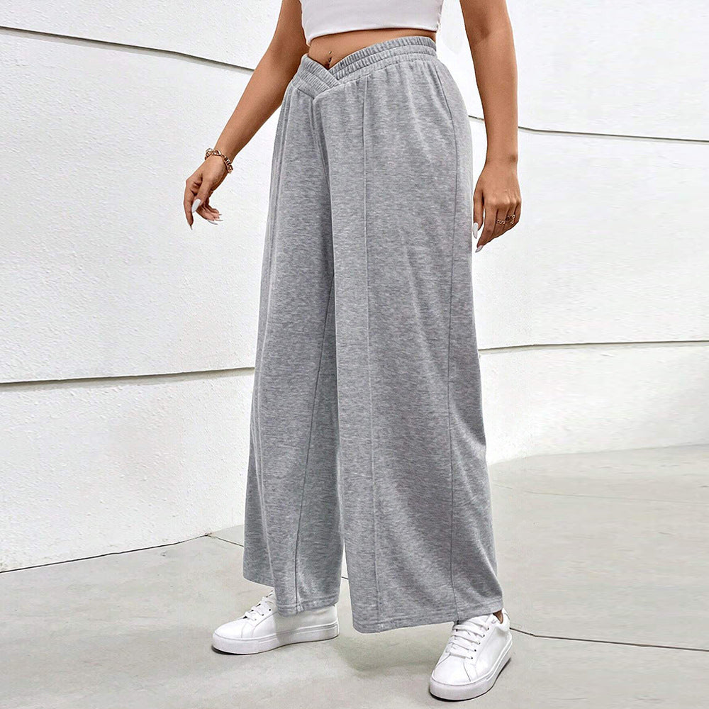 Fashion fall and winter elastic waist sports wide leg pants