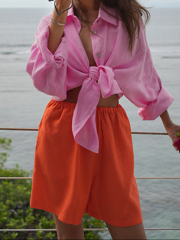 Women's Collared Button Down Shirt Long Sleeve Blouse