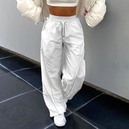 Women's High Waisted Parachute Pants Drawstring Wide Leg