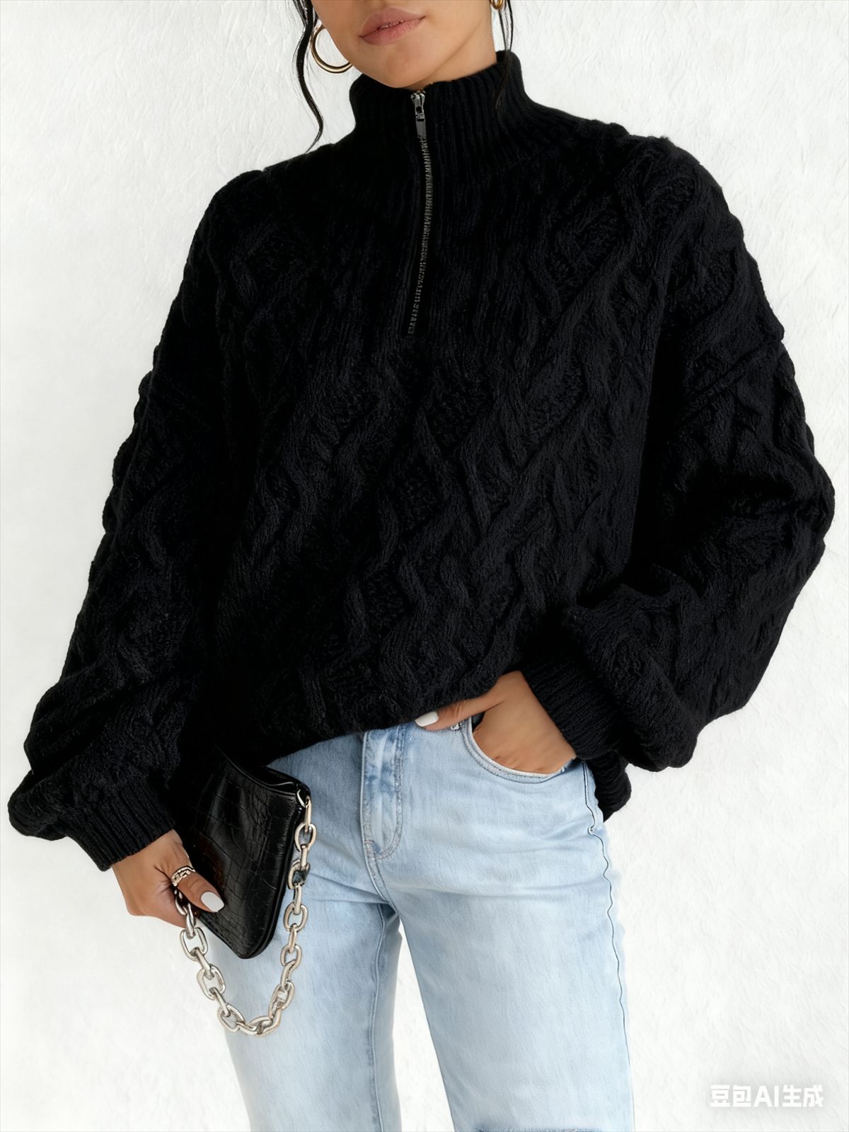 Women's Textured Half Zip Sherpa Fleece Pullover