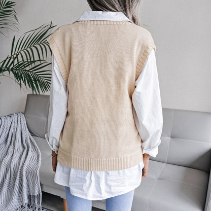 Knit Sweater Vest Women | V Neck Cable Knit Pullover
