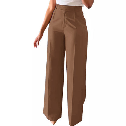 Women's High Waisted Pleated Straight Leg Dress Pants