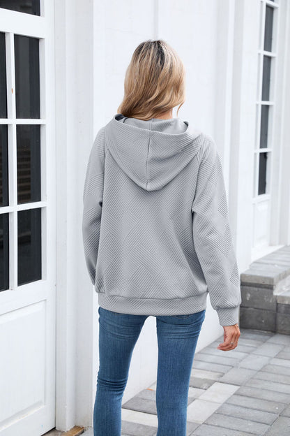 Women's Oversized Textured Hoodie Pullover with Pocket