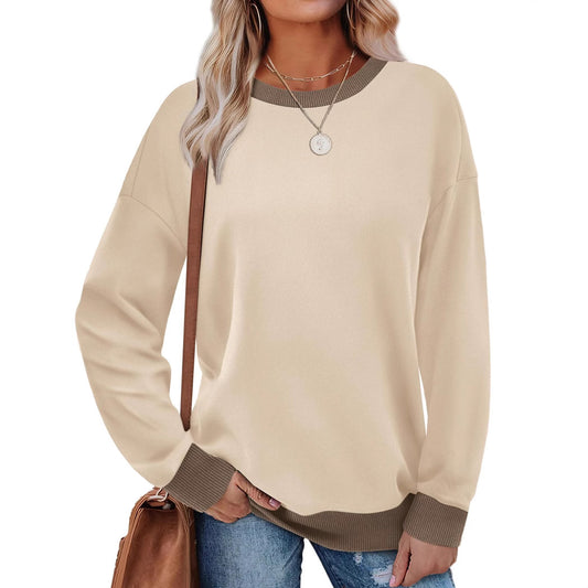Colorblock Crewneck Pullover Sweatshirt for Women