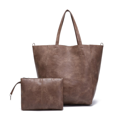 Vintage Large Soft PU Leather Tote Bag for Women