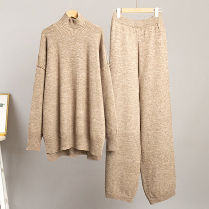 Women's Turtleneck Knit Sweater Set with Pants
