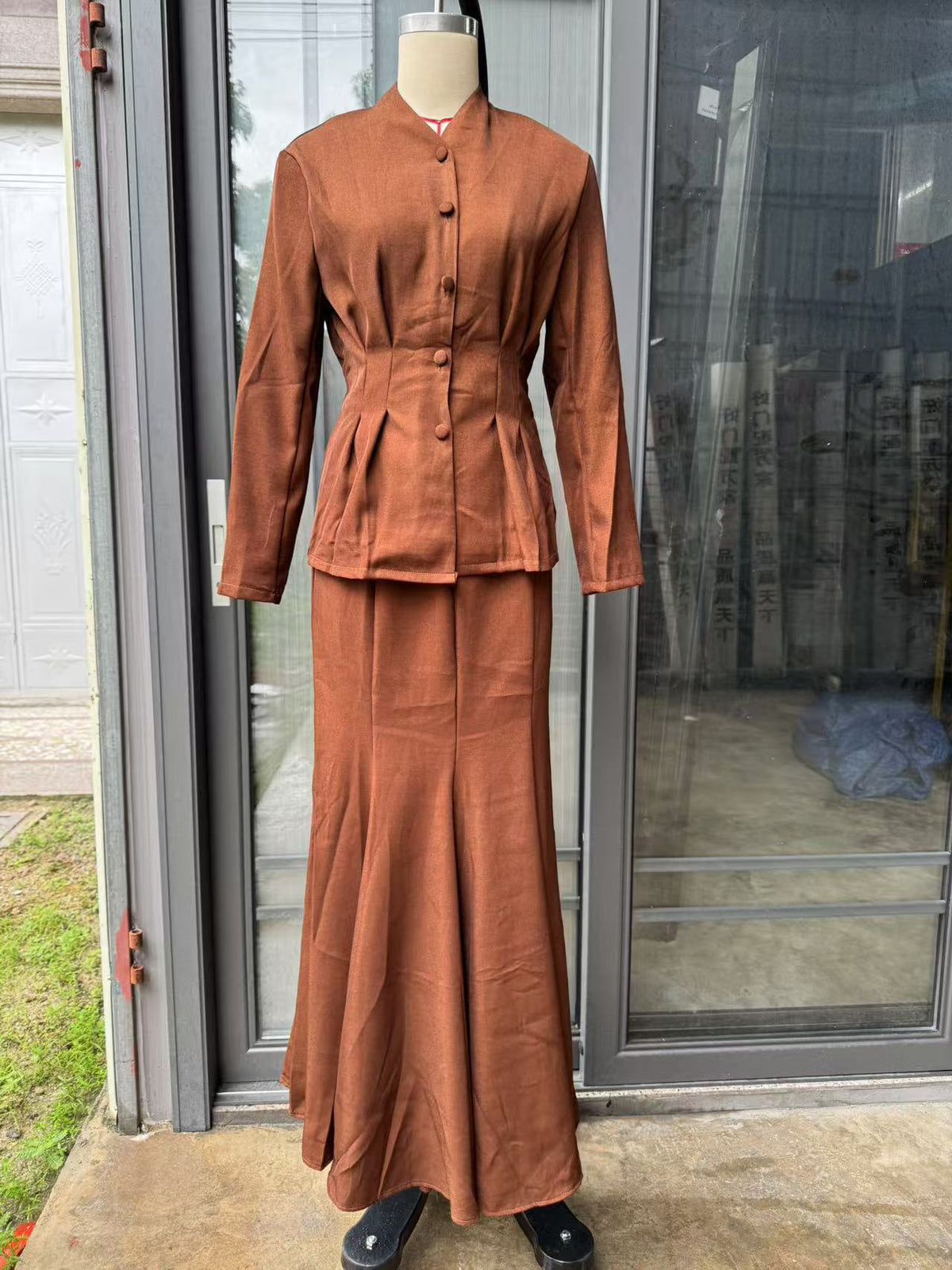 Women's 2 Piece Blazer Maxi Skirt Set Workwear