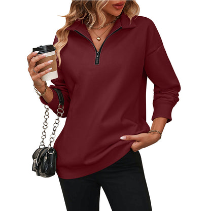 Long Sleeve Sweatshirt with Semi-Zipper