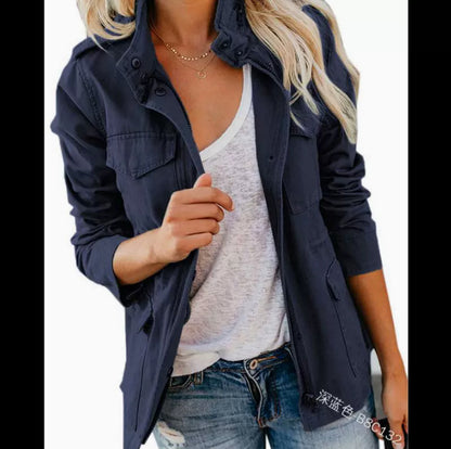 Women's Utility Jacket Zip Up Cargo Pockets Lightweight