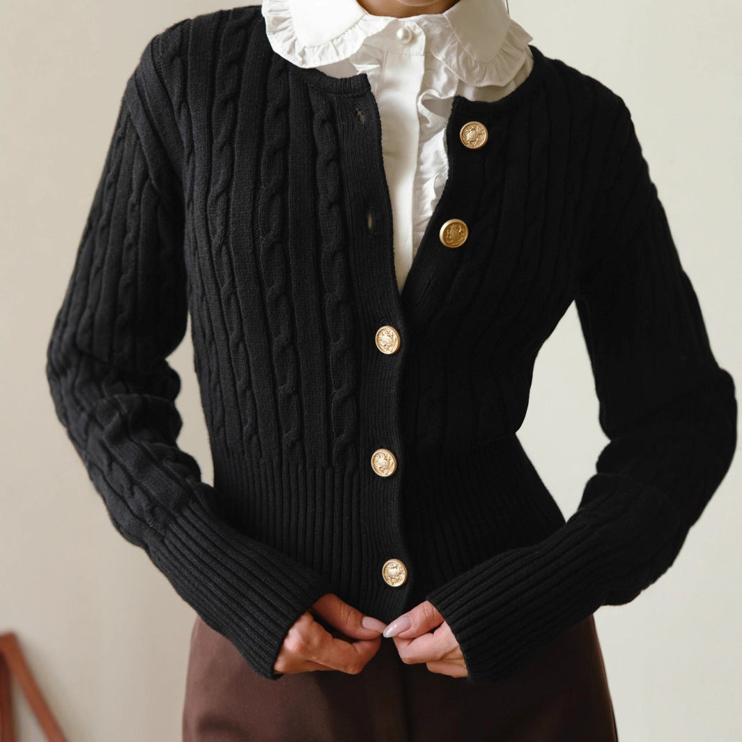Women's Cable Knit Button Front Cropped Cardigan Sweater