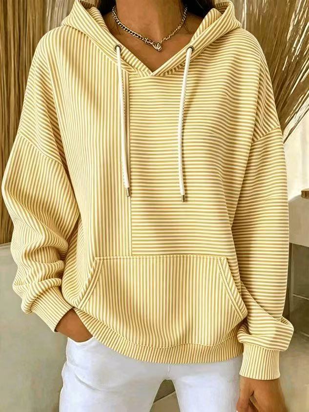Women's Oversized Striped Patchwork Hoodie Pullover