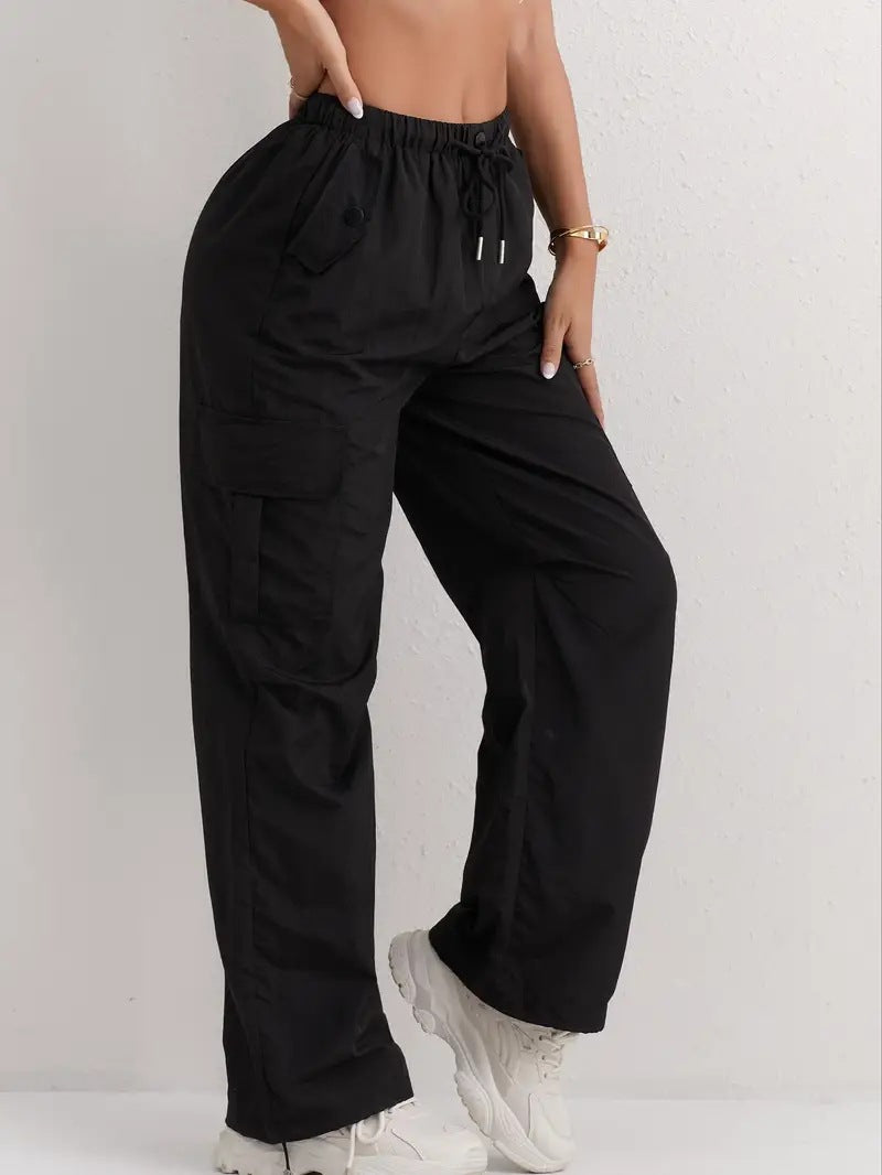 Women's High Waisted Cargo Pants Wide Leg Quick Dry Pockets