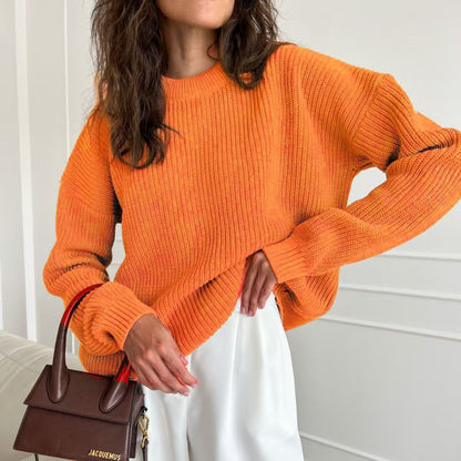 Women's Oversized Chunky Knit Crew Neck Pullover Sweater