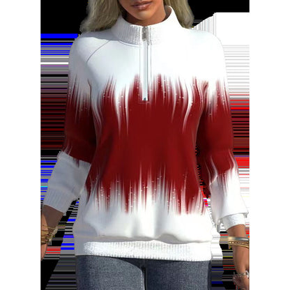 Plus Size Quarter Zip Pullover Long Sleeve Half Zip Neck Sweatshirt
