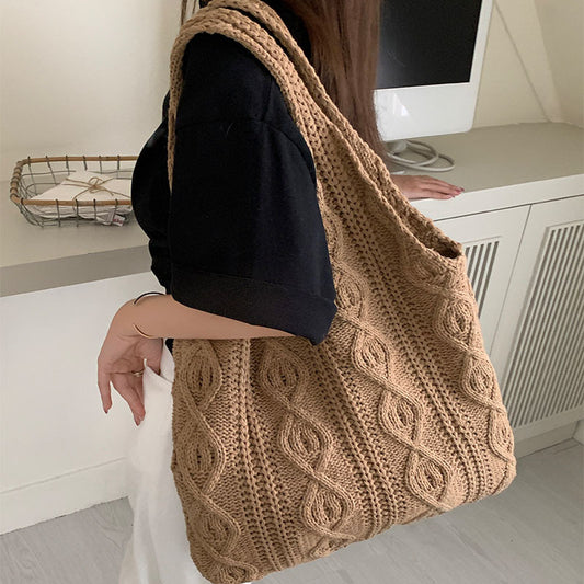 Large Tote Aesthetic Shoulder Hippie Knit Bag