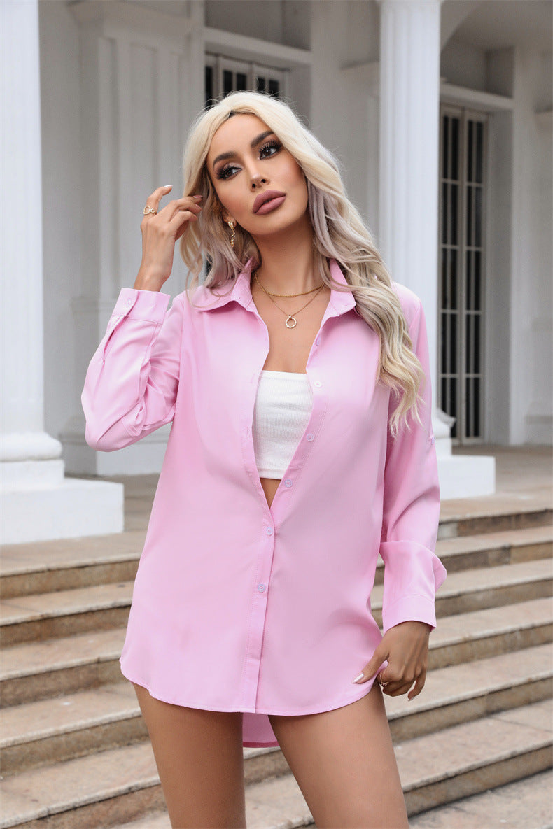 Women's Oversized Boyfriend Shirt Button Down Long Sleeve
