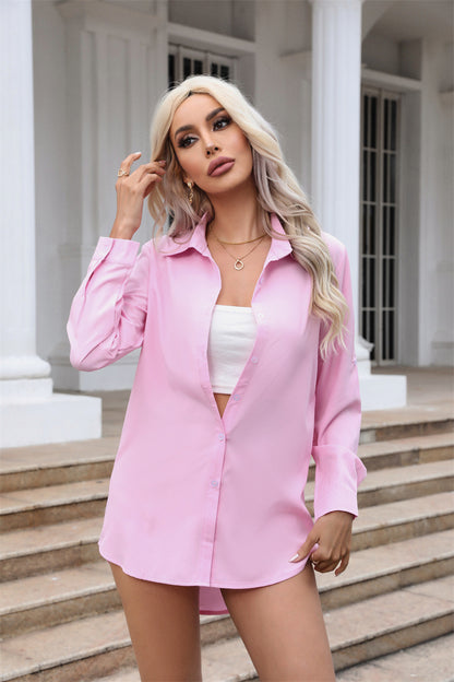 Women's Oversized Boyfriend Shirt Button Down Long Sleeve