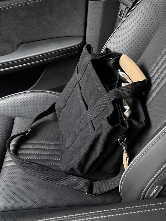 Black Canvas Crossbody Shoulder Tote Bag for Travel
