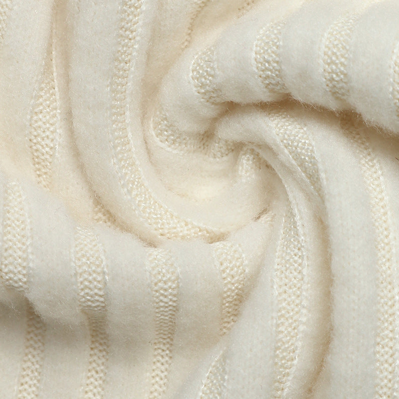 Ribbed Knit Polo Midi Dress Long Sleeve A-Line