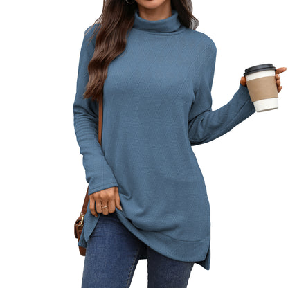 Women's Oversized Turtleneck Long Sleeve Tunic Side Slit