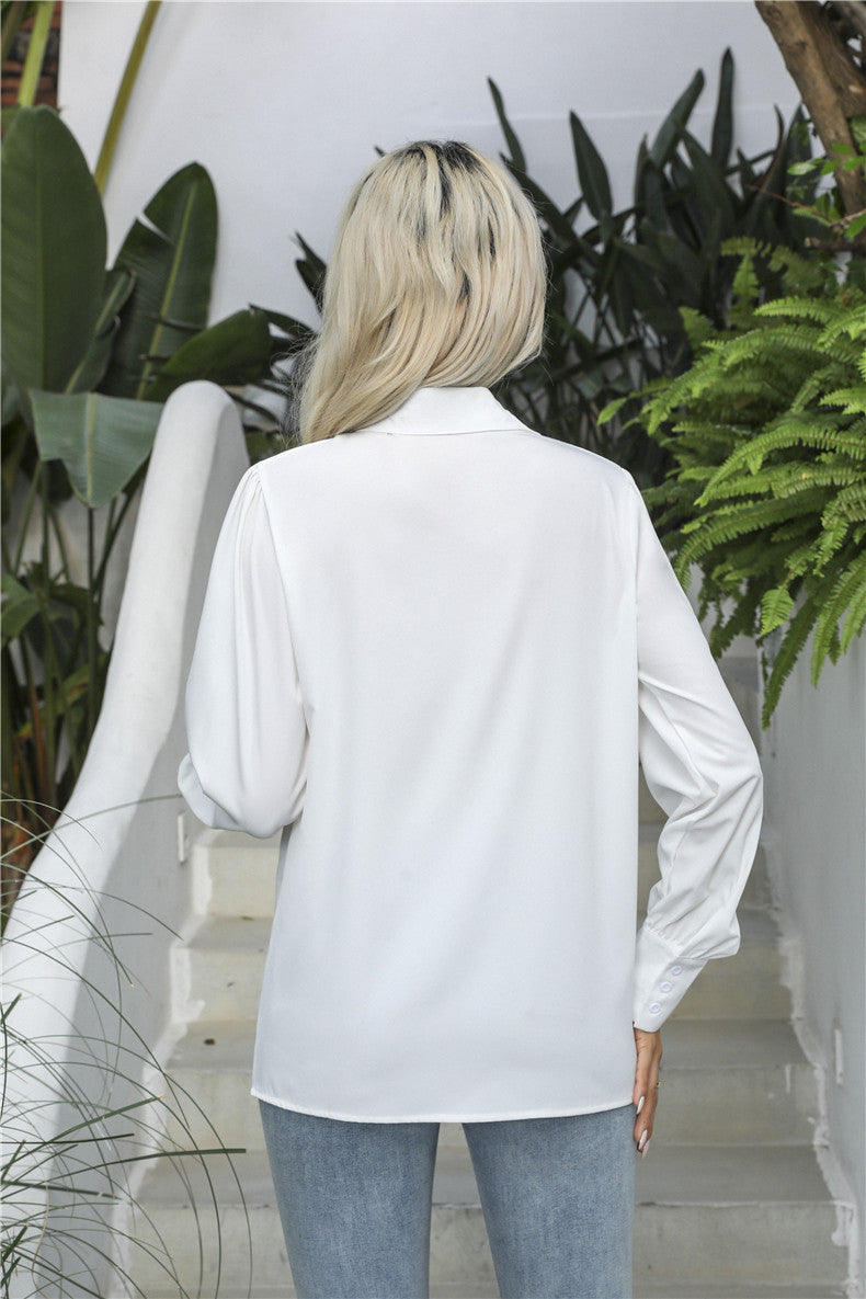 Women's Relaxed Puff Sleeve Button Down Shirt Blouse
