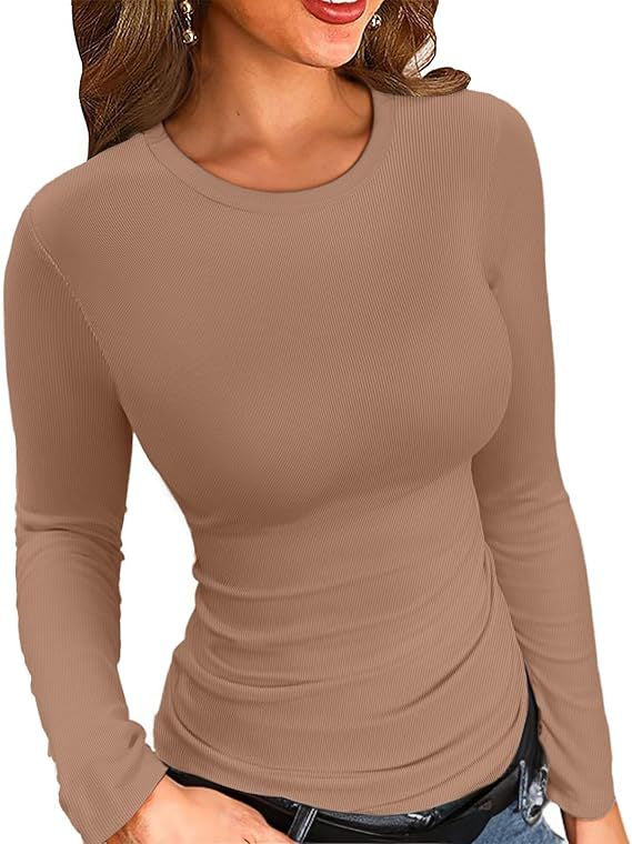Ribbed Mock Neck Long Sleeve Slim Fit Top