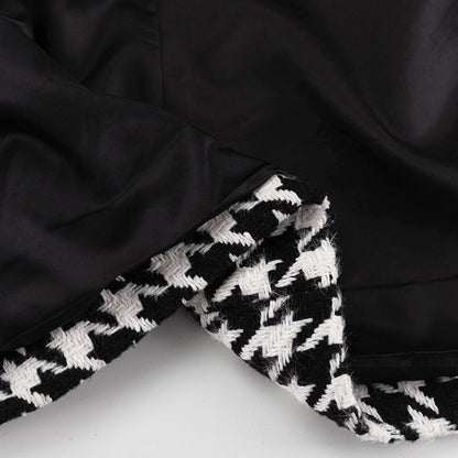 Women's Houndstooth Maxi Winter Coat Double Breasted Belted