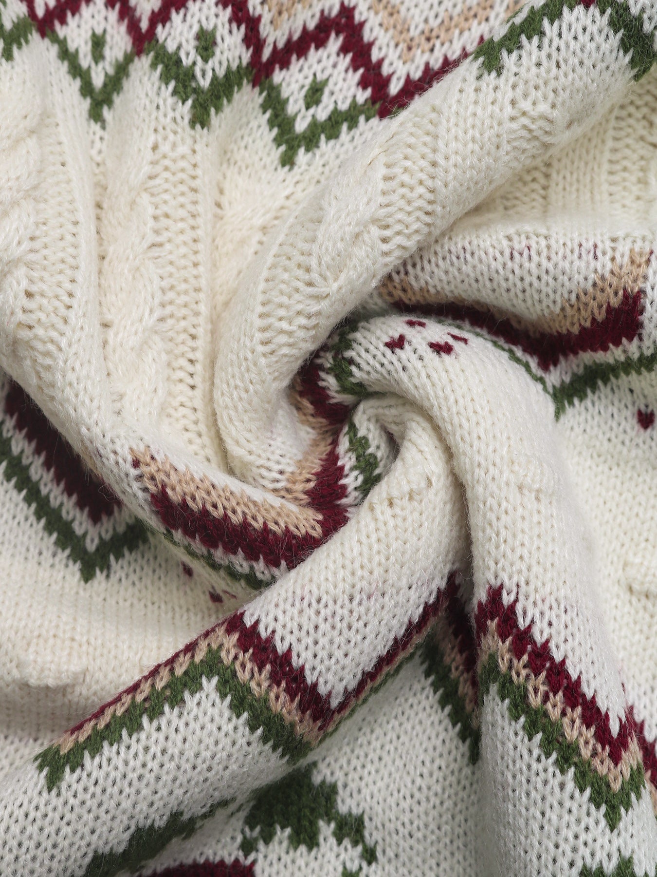 Vintage Fair Isle Turtleneck Cable Knit Sweater