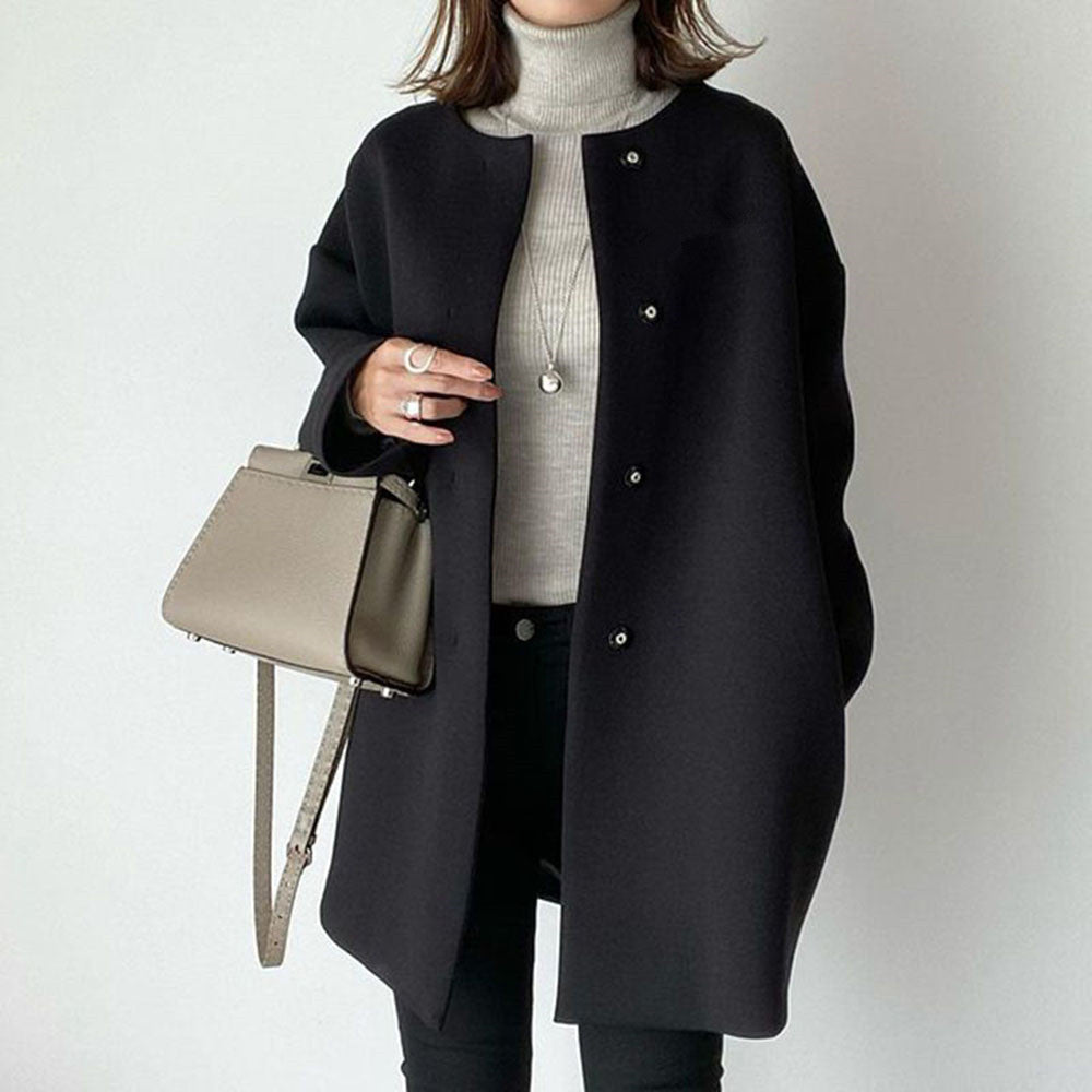 Women's Oversized Straight Wool Blend Coat Mid-Length