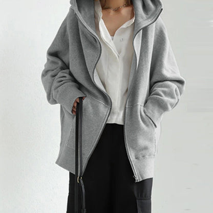 Womens Oversized Zip Up Fleece Hoodie Jacket