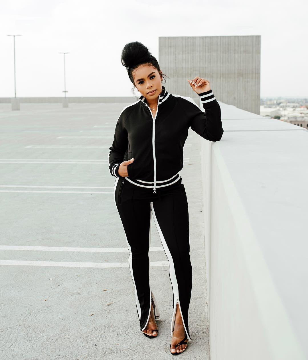 Women's Cold Shoulder Tracksuit Jogger Pants Set